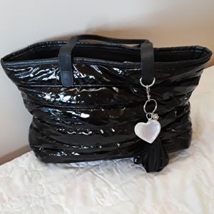 Large Bath and Bodyworks black shiny tote